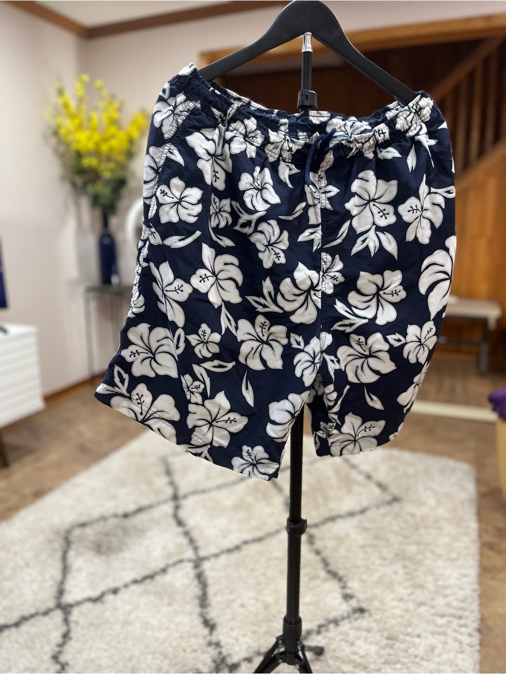 Cherokee Navy and White Floral Drawstring Shorts